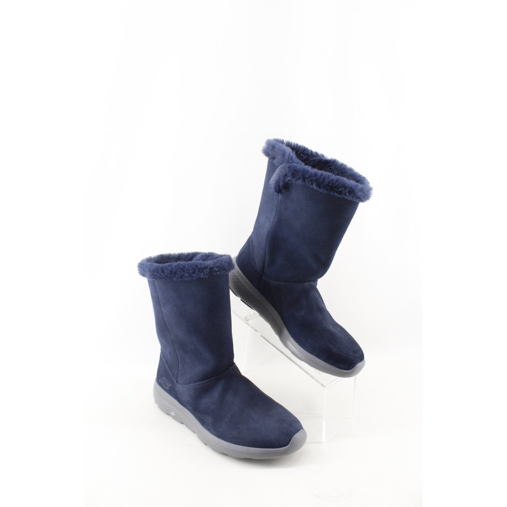 Skechers Gogamat Women's 9.5W Blue Leather Faux‎ Fur Lined Winter Boots 14633W